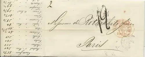 NL 22.9.1842, Brief m. gerduckten Wechselkursen v. Amsterdam n. Frankreich 