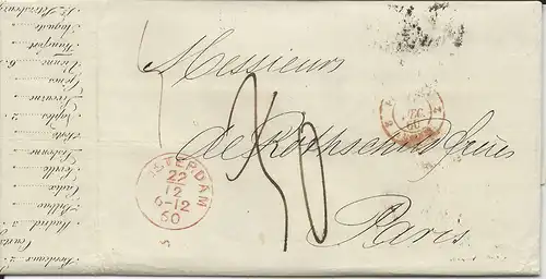 NL 1860, Porto Brief m. gerduckten Wechselkursen v. Amsterdam n. Frankreich.  
