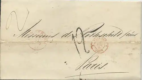 NL 1861, Porto Brief v. Konsulat Österreich m. K1 Amsterdam n. Frankreich