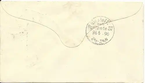 Dänemark 1896, 3+4+5 öre Zusatzfr. auf 8 öre Ganzsache Brief n. Deutschland