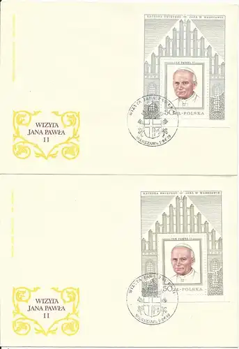 Polen Block 75/76, Papst Johannes Paul II, Gold- u. Silber- Block je auf FDC