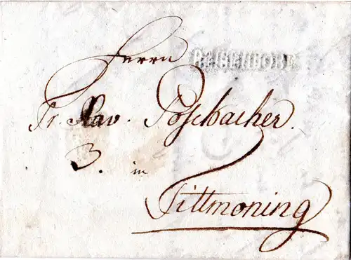 Bayern 1816, Trocken-L1 DEISENDORF auf Brief v. Hamerau n. Tittmoning