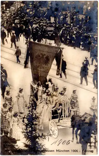 München, Festzug Dt. Bundes Schiessen 1906, ungebr. sw-Foto-AK