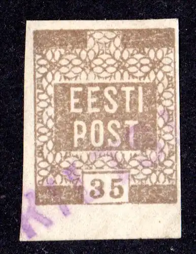 Estland, Unterrandstück 35 Kop. 1919 m. provisorischem Stempel KILTSI