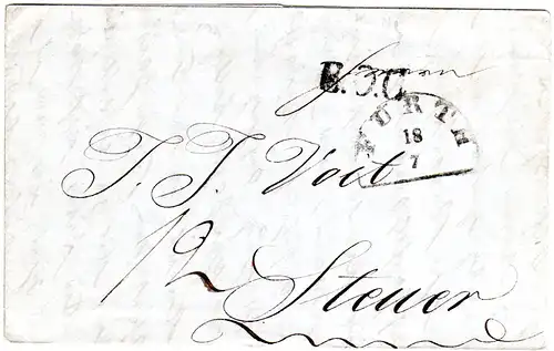 Bayern 1846, HKS Fürth u. B.O.C. auf Brief n. Steyr Österreich.