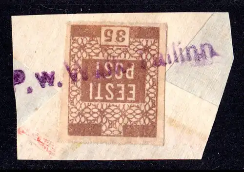 Estland, 35 Kop. auf Briefstück m. Bahnpost Notstempel P.w. Walk-Tallinn