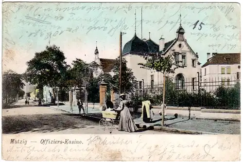 Frankreich, Mutzig im Elsass, Offizierskasino, 1904 gebr. Farb-AK