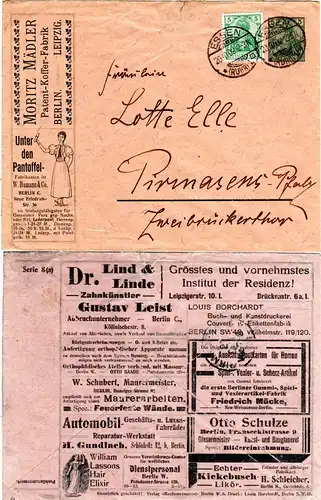 DR 1902, 5 Pf. Privatganzsache Anzeigenumschlag m. Zusatzfrankatur ab Essen
