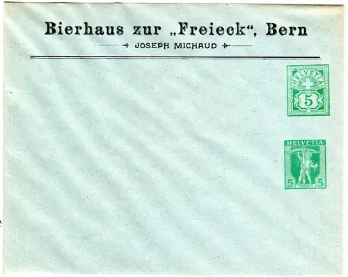 Schweiz, ungebr. Privat Ganzsachenumschlag Freieck Bern m. 2 Wertstempeln
