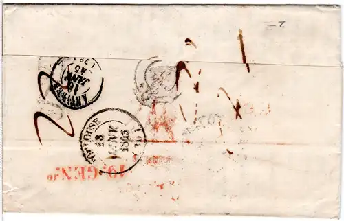 Spanien 1845, Kronenstpl. M.P.P. u. Via Di Nizza auf Portobrief n. Italien