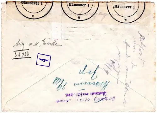 DR 1936, 8 Pf. auf amtl. verschlossenem Orts Retour Brief v. Hannover