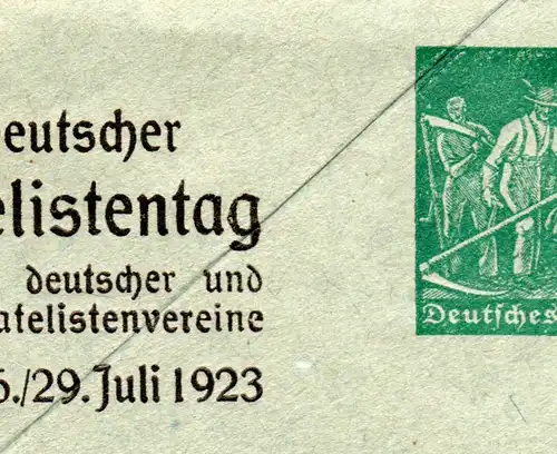 DR, ungebr. 5+40+50+100 Mk.Privatganzsachenumschlag Philatelistentag Dresden
