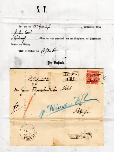 NDP 1868, 1 Gr. auf Brief m. R2 Lüchow n. Pattensen "p. Winsen a.d.L."