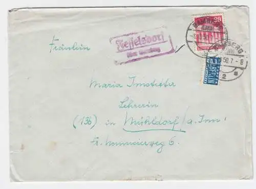 1950, Fesselsdorf über Bamberg, Landpost Stpl. auf  Brief m. Notopfer. #1137