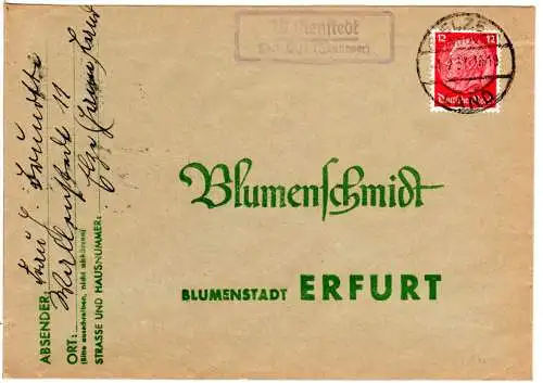 DR 1937, Landpost Stpl. WALLENSTEDT über Elze auf Brief m. 12 Pf.
