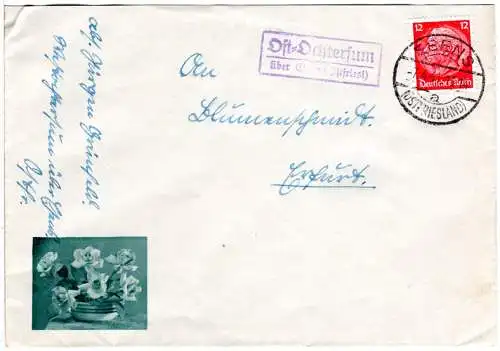 DR 1941, Landpost Stpl. OST-OCHTERSUM über Esens auf Brief m. 12 Pf.