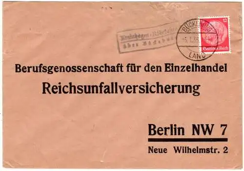 DR 1935, Landpost Stpl. KRAINHAGEN-RÖHRKASTEN über Bückeburg auf Brief m. 12 Pf.