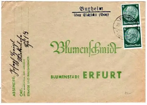 DR 1937, Landpost Stpl. BUXHEIM über Eichstätt auf Brief m. 2x6 Pf.