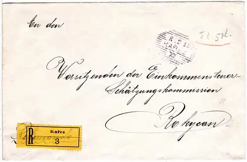 Österreich 1919, Schraffen Stpl. KAREZ auf bar bezahltem Einschreiben Brief