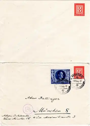 DR, 2 gebr. / ungebr. 8 Pf. Ziffer Privatganzsachenumschläge