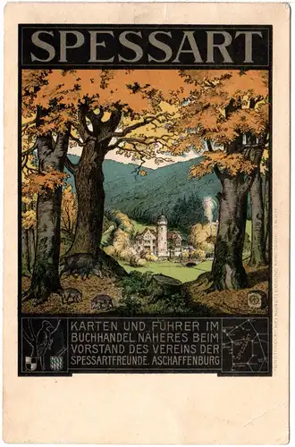Spessart, 1911 gebr. Farb-Ak d. Spessartfreunde Aschaffenburg