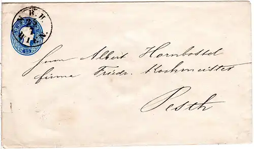 Österreich, N.B.H. WIEN klar auf 15 Kr. Genzsache Brief n. Ungarn.