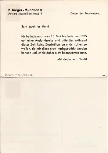 DR, 2 versch. ungebr. 3 Pf. Privatganzsachenkarten K. Rieger München