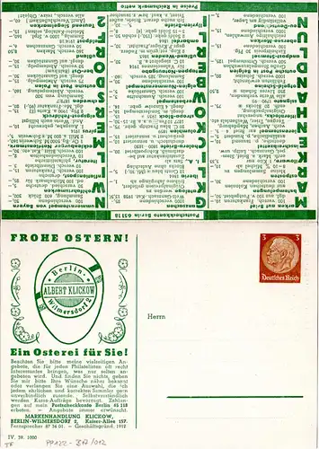 DR, ungebr. 3 Pf. Klickow Berlin Privatganzsache Faltkarte Frohe Ostern.