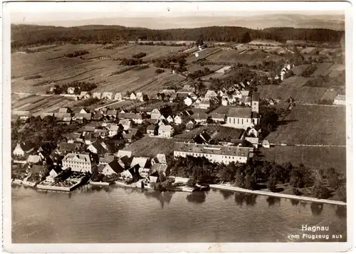 Hagnau vom Flugzeug aus, 1931 gebr. sw-Foto-AK