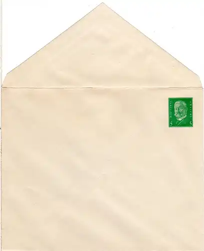 DR, ungebr. 5 Pf. Ebert Privatganzsache m. gestreitem Papier, innen grünlichblau