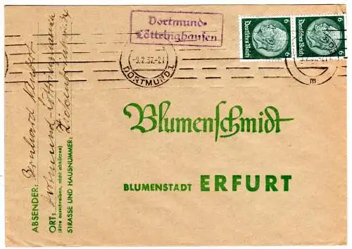 DR 1937, Landpost Stpl. DORTMUND-LÖTTRINGHAUSEN auf Brief m. 2x6 Pf.