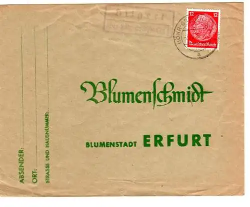 DR 1936, Landpost Stpl. HILGERT über Höhr-Grenzhausen auf Brief m. 12 Pf.