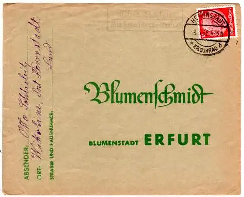 DR 1936, Landpost Stpl. OBER BACKEN über Herrnstadt auf Brief m. 12 Pf.