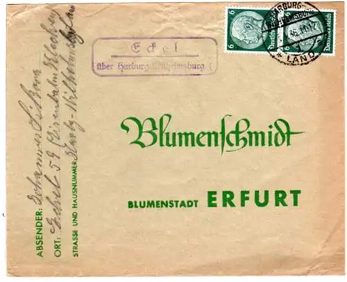 DR 1936, Landpost Stpl. ECKEL über Harburg-Wilhelmsburg 1 auf Brief m. 2x6 Pf.