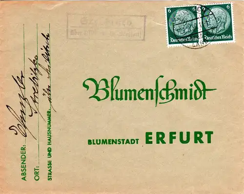 DR 1936, Landpost Stpl. STREBITZKO über Militsch (Bz. Breslau) auf Brief 2x6 Pf.
