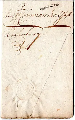 Bayern 1801, L1 V. BAYREUTH klar auf Brief n. Rotenberg