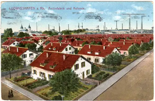 Ludwigshafen a.Rh., Anilinfabrik u. Kolonie,1923 gebr. Farb-AK