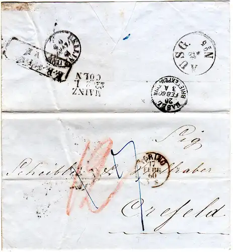 Italien Sardinien 1860, Portobrief v. Torino n. Preussen via Schweiz u. Baden 