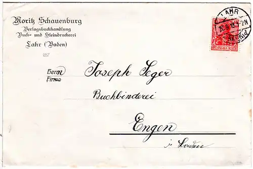 DR 1913, 10 Pf. Germania m. perfin auf Firmen Brief v. Lahr.