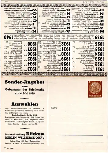 DR, ungebr. 3 Pf. Faltkarte Privatganzsache Klickow Berlin Geburtstag Briefmarke