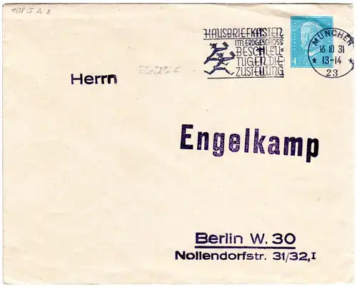 DR 1931, 4 Pf. Privatganzsache Umschlag offen versendet v. München