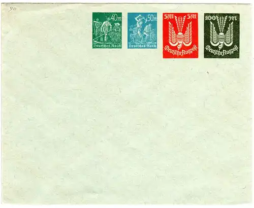 DR, ungebr. Privatganzsache Umschlag m. 4 Infla Wertstempeln