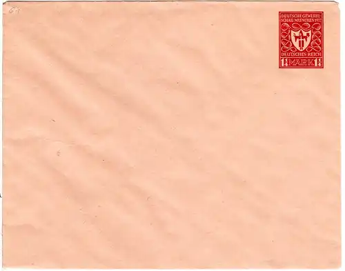 DR, ungebr. 1 1/4 Mk. Privatganzsachenumschlag Gewerbeschau 1922, rosa Papier