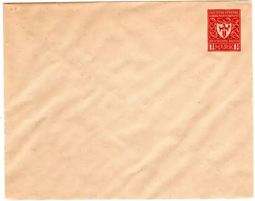 DR, ungebr. 1 1/4 Mk. Privatganzsachenumschlag Gewerbeschau 1922, graues Papier