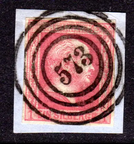 Preussen, breitrandige 1 SGr. auf Briefstück m. klarem Stpl. 573 Halle Bahnpost