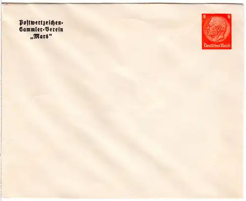 DR, ungebr. 8 Pf. Privatganzsache Umschlag Postwertzeichen-Sammler-Verein Mars