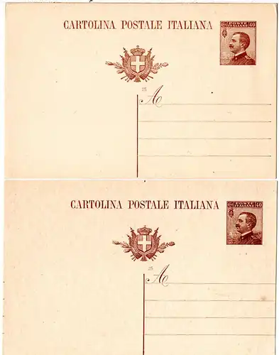 Italien P 60 AI+B, 2 ungebr. 40 C. Ganzsachenkarten
