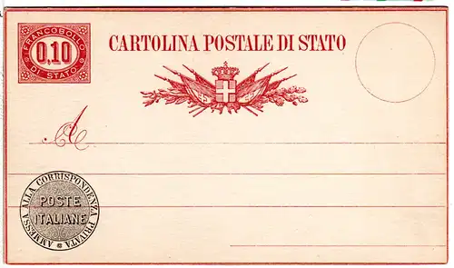 Italien P 5,  ungebr. 0,10 Francobollo Di Stato Ganzsachenkarte.