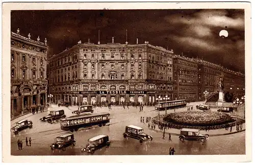 Italien, Milano, Piazza Cordusio m. Trambahn u. Oldtimern, 1930 gebr. sw-AK