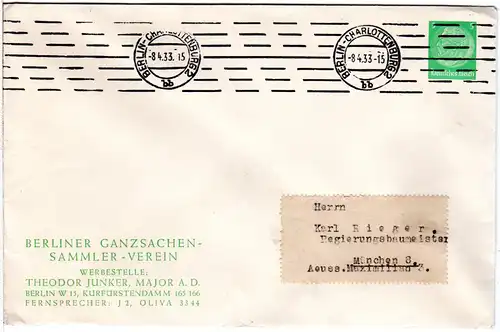 DR, gebr. 5 Pf. Privatganzsache Umschlag Berliner Ganzsachen-Sammler-Verein